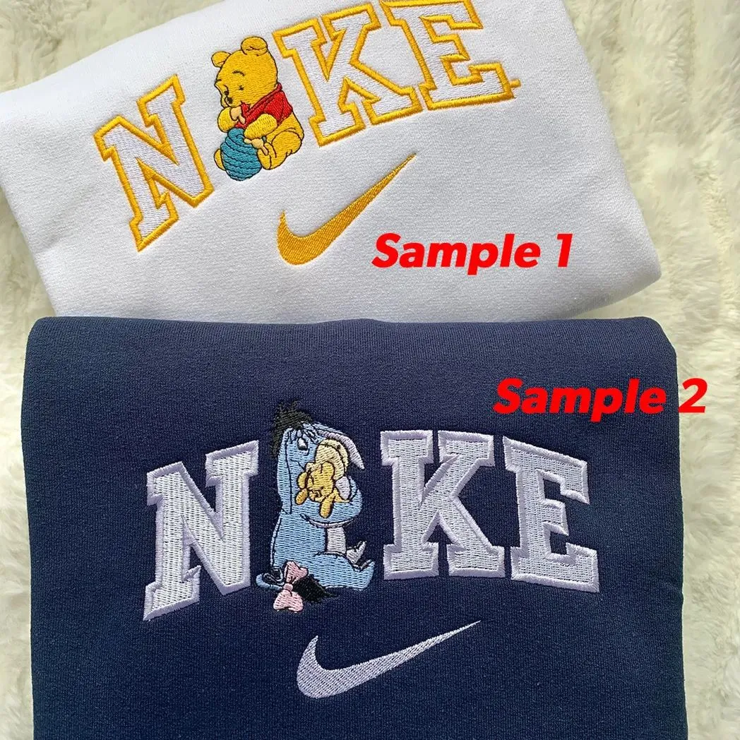 winnie the pooh x nike embroidered shirt embroidered sweatshirt fashion style for couples ts4m0