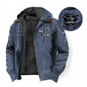 Car Fans Gift Hooded And Flannel Hoodie, Hooded Jacket All Over Print For Car Owners, Custom Name CAR391072125685-Navy Blue