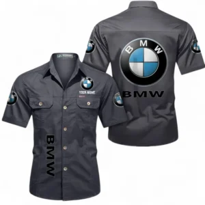 Car Fans Gift Short Sleeved Shirt, Button up Shirt All Over Print For Car Owners, Custom Name CAR392072125777-Gray