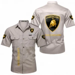 Car Fans Gift Short Sleeved Shirt, Button up Shirt All Over Print For Car Owners, Custom Name CAR392072125778-Beige