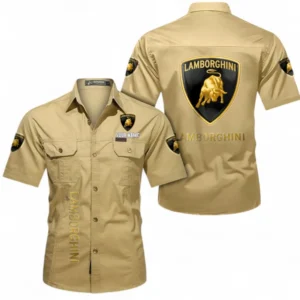 Car Fans Gift Short Sleeved Shirt, Button up Shirt All Over Print For Car Owners, Custom Name CAR392072125778-Khaki