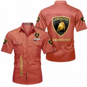 Car Fans Gift Short Sleeved Shirt, Button up Shirt All Over Print For Car Owners, Custom Name CAR392072125778-Red