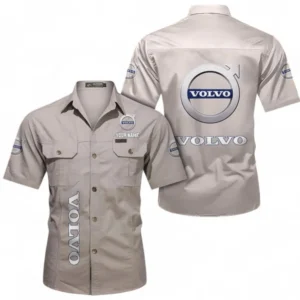 Car Fans Gift Short Sleeved Shirt, Button up Shirt All Over Print For Car Owners, Custom Name CAR392072125779-Beige