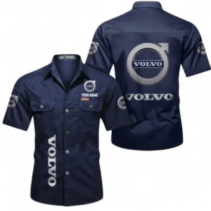 Car Fans Gift Short Sleeved Shirt, Button up Shirt All Over Print For Car Owners, Custom Name CAR392072125779-Dark Blue