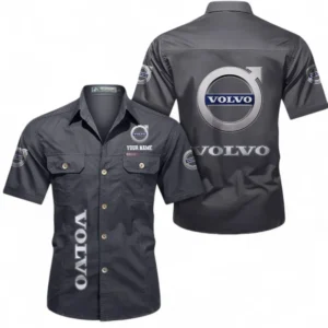 Car Fans Gift Short Sleeved Shirt, Button up Shirt All Over Print For Car Owners, Custom Name CAR392072125779-Gray