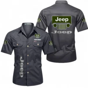 Car Fans Gift Short Sleeved Shirt, Button up Shirt All Over Print For Car Owners, Custom Name CAR392072125780-Gray