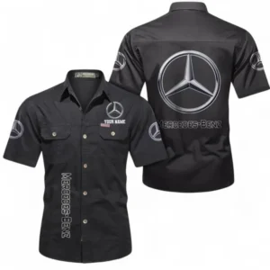Car Fans Gift Short Sleeved Shirt, Button up Shirt All Over Print For Car Owners, Custom Name CAR392072125781-Black
