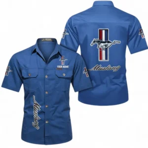 Car Fans Gift Short Sleeved Shirt, Button up Shirt All Over Print For Car Owners, Custom Name CAR392072125782-Cowboy Blue
