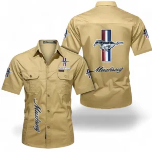 Car Fans Gift Short Sleeved Shirt, Button up Shirt All Over Print For Car Owners, Custom Name CAR392072125782-Khaki