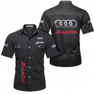 Car Fans Gift Short Sleeved Shirt, Button up Shirt All Over Print For Car Owners, Custom Name CAR392072125783-Black