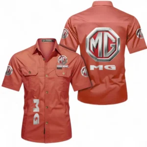 Car Fans Gift Short Sleeved Shirt, Button up Shirt All Over Print For Car Owners, Custom Name CAR392072125789-Red