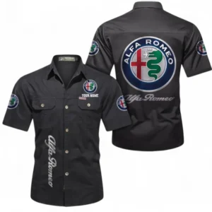 Car Fans Gift Short Sleeved Shirt, Button up Shirt All Over Print For Car Owners, Custom Name CAR392072125790-Black