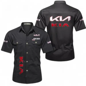Car Fans Gift Short Sleeved Shirt, Button up Shirt All Over Print For Car Owners, Custom Name CAR392072125792-Black