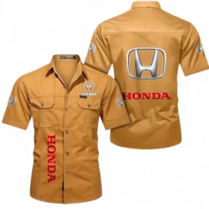 Car Fans Gift Short Sleeved Shirt, Button up Shirt All Over Print For Car Owners, Custom Name CAR392072125795-Turmeric