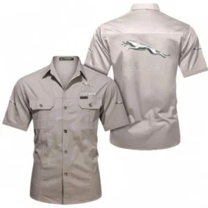 Car Fans Gift Short Sleeved Shirt, Button up Shirt All Over Print For Car Owners, Custom Name CAR392072125797-Beige