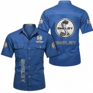 Car Fans Gift Short Sleeved Shirt, Button up Shirt All Over Print For Car Owners, Custom Name CAR392072125798-Cowboy Blue