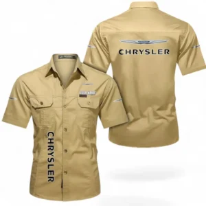 Car Fans Gift Short Sleeved Shirt, Button up Shirt All Over Print For Car Owners, Custom Name CAR392072125815-Khaki