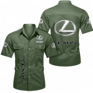 Car Fans Gift Short Sleeved Shirt, Button up Shirt All Over Print For Car Owners, Custom Name CAR392072125816-Army Green