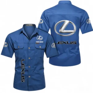 Car Fans Gift Short Sleeved Shirt, Button up Shirt All Over Print For Car Owners, Custom Name CAR392072125816-Cowboy Blue