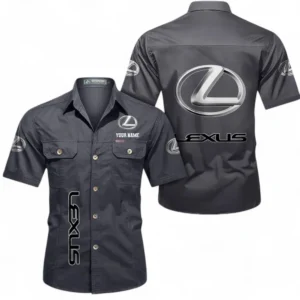 Car Fans Gift Short Sleeved Shirt, Button up Shirt All Over Print For Car Owners, Custom Name CAR392072125816-Gray