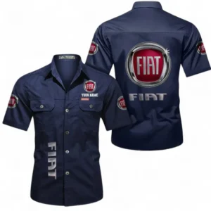 Car Fans Gift Short Sleeved Shirt, Button up Shirt All Over Print For Car Owners, Custom Name CAR392072125818-Dark Blue