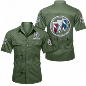 Car Fans Gift Short Sleeved Shirt, Button up Shirt All Over Print For Car Owners, Custom Name CAR392072125819-Army Green