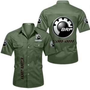 Motorcycles Fans Gift Short Sleeved Shirt, Button up Shirt All Over Print For Car Owners, Custom Name CAR392072125822-Army Green