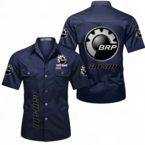 Motorcycles Fans Gift Short Sleeved Shirt, Button up Shirt All Over Print For Car Owners, Custom Name CAR392072125822-Dark Blue