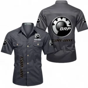 Motorcycles Fans Gift Short Sleeved Shirt, Button up Shirt All Over Print For Car Owners, Custom Name CAR392072125822-Gray
