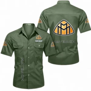 Car Fans Gift Short Sleeved Shirt, Button up Shirt All Over Print For Car Owners, Custom Name CAR392072125824-Army Green