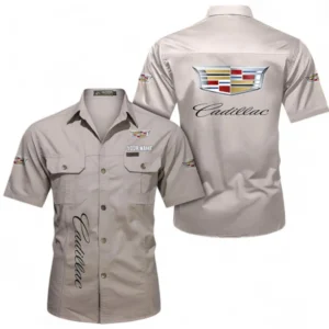 Car Fans Gift Short Sleeved Shirt, Button up Shirt All Over Print For Car Owners, Custom Name CAR392072125825-Beige