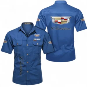 Car Fans Gift Short Sleeved Shirt, Button up Shirt All Over Print For Car Owners, Custom Name CAR392072125825-Cowboy Blue