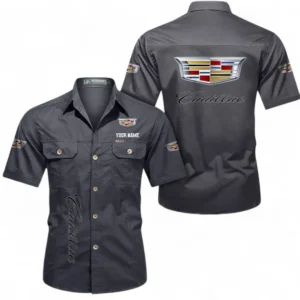 Car Fans Gift Short Sleeved Shirt, Button up Shirt All Over Print For Car Owners, Custom Name CAR392072125825-Gray