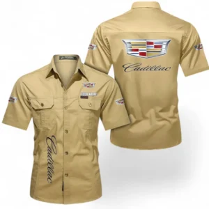 Car Fans Gift Short Sleeved Shirt, Button up Shirt All Over Print For Car Owners, Custom Name CAR392072125825-Khaki
