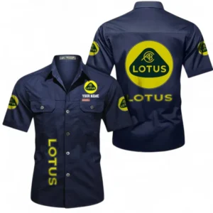 Car Fans Gift Short Sleeved Shirt, Button up Shirt All Over Print For Car Owners, Custom Name CAR392072125826-Dark Blue