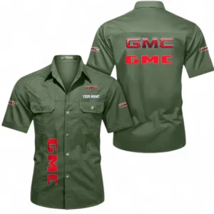 Car Fans Gift Short Sleeved Shirt, Button up Shirt All Over Print For Car Owners, Custom Name CAR392072125830-Army Green