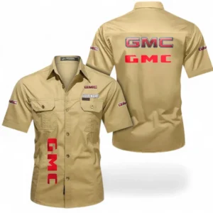 Car Fans Gift Short Sleeved Shirt, Button up Shirt All Over Print For Car Owners, Custom Name CAR392072125830-Khaki