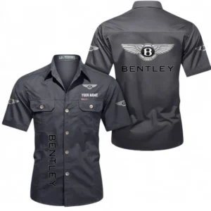 Car Fans Gift Short Sleeved Shirt, Button up Shirt All Over Print For Car Owners, Custom Name CAR392072125831-Gray