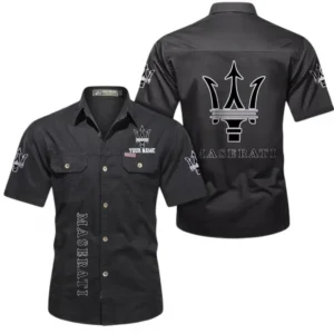Car Fans Gift Short Sleeved Shirt, Button up Shirt All Over Print For Car Owners, Custom Name CAR392072125832-Black