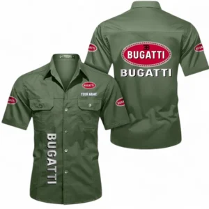 Car Fans Gift Short Sleeved Shirt, Button up Shirt All Over Print For Car Owners, Custom Name CAR392072125833-Army Green