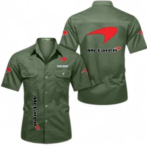 Car Fans Gift Short Sleeved Shirt, Button up Shirt All Over Print For Car Owners, Custom Name CAR392072125834-Army Green