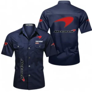 Car Fans Gift Short Sleeved Shirt, Button up Shirt All Over Print For Car Owners, Custom Name CAR392072125834-Dark Blue