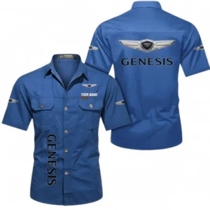 Car Fans Gift Short Sleeved Shirt, Button up Shirt All Over Print For Car Owners, Custom Name CAR392072125835-Cowboy Blue