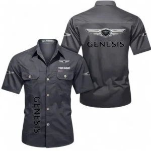 Car Fans Gift Short Sleeved Shirt, Button up Shirt All Over Print For Car Owners, Custom Name CAR392072125835-Gray