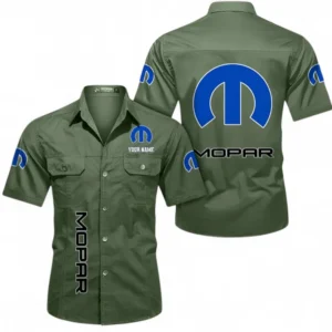 Car Fans Gift Short Sleeved Shirt, Button up Shirt All Over Print For Car Owners, Custom Name CAR392072125836-Army Green