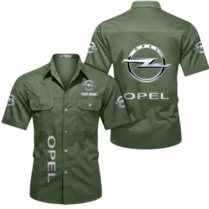 Car Fans Gift Short Sleeved Shirt, Button up Shirt All Over Print For Car Owners, Custom Name CAR392072125841-Army Green