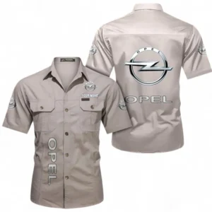 Car Fans Gift Short Sleeved Shirt, Button up Shirt All Over Print For Car Owners, Custom Name CAR392072125841-Beige