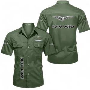 Motorcycles Fans Gift Short Sleeved Shirt, Button up Shirt All Over Print For Car Owners, Custom Name CAR392072125842-Army Green