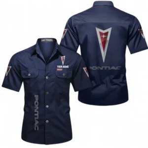 Car Fans Gift Short Sleeved Shirt, Button up Shirt All Over Print For Car Owners, Custom Name CAR392072125843-Dark Blue