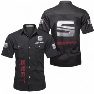 Car Fans Gift Short Sleeved Shirt, Button up Shirt All Over Print For Car Owners, Custom Name CAR392072125845-Black
